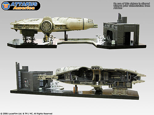 Millenium Falcon Diorama w/ Star Wars Metal Figurines by ATTAKUS AMERICA