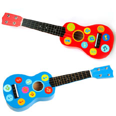 Red and Blue Wooden Guitars by COLORI USA/TATIRI